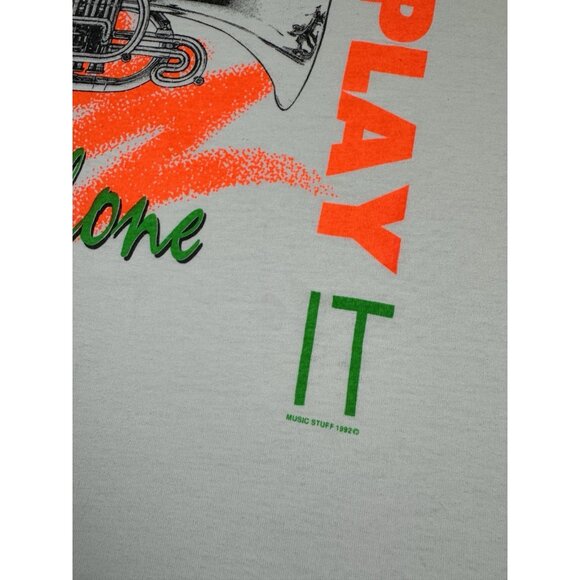 Vintage 1992 Music Stuff Mellophone Just Play It Single Stitch Shirt Oneita 2XL - Picture 4 of 16
